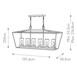 Suspension linéaire extérieure Alford Place 6 lumières