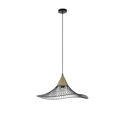 Suspension Lizzie E27 60W IP20 ⌀60xH.125cm noir et laiton Corep