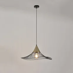 Suspension Lizzie E27 60W IP20 ⌀60xH.125cm noir et laiton Corep