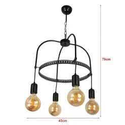 Suspension Llandudno 78 x 43 x 43 cm 4 x E27 noir lux.pro