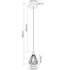 Suspension Loft Alambra Largo E27 lampe suspendue en acier et plastique noir Cage: 20x23, IP20, 230V style industriel EDO777193