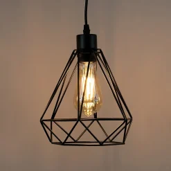 Suspension Loft Alambra Largo E27 lampe suspendue en acier et plastique noir Cage: 20x23, IP20, 230V style industriel EDO777193