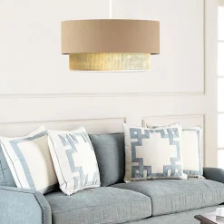 Suspension Loughborough E27 hauteur 70 cm beige jaune lux.pro