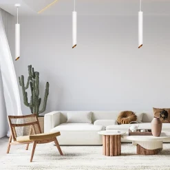 Suspension Luminaire Biseautée GU10 IP20 50cm Blanc / Or - SILAMP