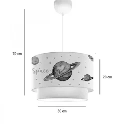 Suspension luminaire plafonnier enfant saturne blanc 30x20 cm