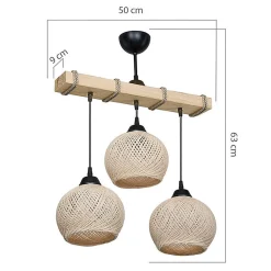 Suspension Luminaire Plafonnier Fiona É27 Crème-Naturel 50x20x63cm Design Élégant