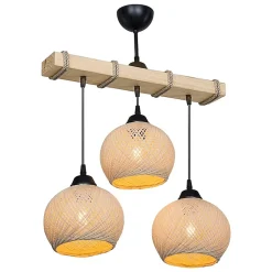 Suspension Luminaire Plafonnier Fiona É27 Crème-Naturel 50x20x63cm Design Élégant