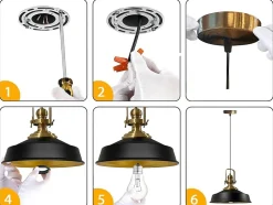 Suspension Luminaire Vintage Industrielle Rétro Metal 41 cm, pour Chambre, Cuisine,