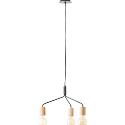 Suspension lumineuse Elyna 3 lumières E27 A60 40W IP20 bambou noir mat Brilliant