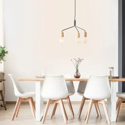 Suspension lumineuse Elyna 3 lumières E27 A60 40W IP20 bambou noir mat Brilliant