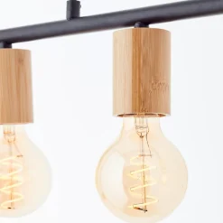 Suspension lumineuse Kerry variable E27 A60 40W IP20 bambou noir mat Brillant