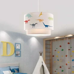 Suspension Lurgan pour enfant motif de petits dinosaures colorés blanc lux.pro