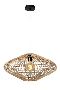 Suspension MAGALI en rotin avec 1xE27 - Naturel - Lucide