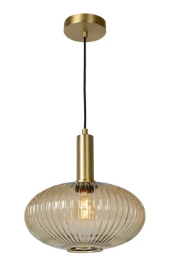 Suspension MALOTO en verre avec 1xE27 - Ambre - Lucide