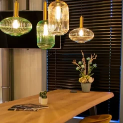 Suspension MALOTO en verre avec 1xE27 - Ambre - Lucide