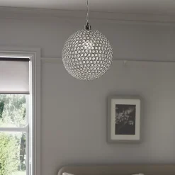 Suspension Mantus GoodHome E27 argent brillant