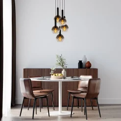 Suspension MARIUS en verre avec 5xE27 - Noir - Lucide