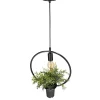 Suspension Mea Round E27 IP20 géométrique forme ronde Lampe décorative suspendue avec pot et fleur noir EDO777544