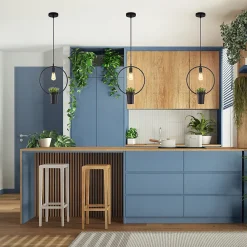 Suspension Mea Round E27 IP20 géométrique forme ronde Lampe décorative suspendue avec pot et fleur noir EDO777544