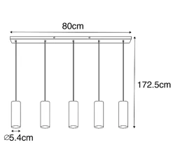 Suspension moderne en laiton 5 lumières - Jeana
