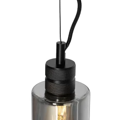 Suspension moderne noire avec verre fumé - Stavelot
