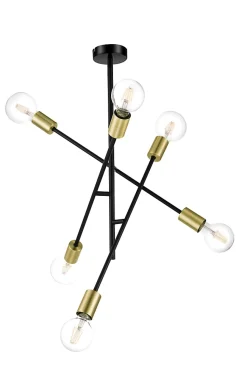 Suspension Monzoni 6 ampoules E27 IP20 noir