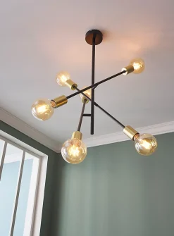 Suspension Monzoni 6 ampoules E27 IP20 noir