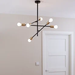 Suspension Monzoni 6 ampoules E27 IP20 noir