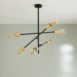 Suspension Monzoni 6 ampoules E27 IP20 noir