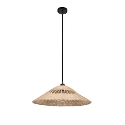 Suspension métal et rotin naturel E27 15W IP44 Esterel Ø56 x H.96 cm