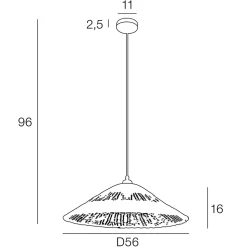 Suspension métal et rotin naturel E27 15W IP44 Esterel Ø56 x H.96 cm