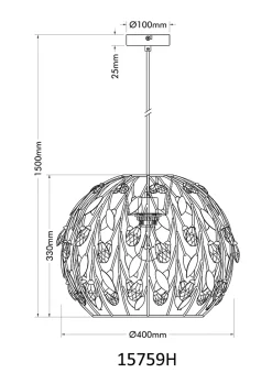 Suspension métal noir mat, 1x E27 MIKA