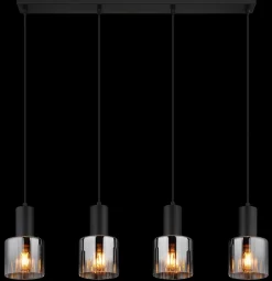 Suspension métal noir mat, 4x G9 NANDA