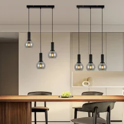 Suspension NETTLIFE vintage 3 flammes lampe suspendue verre E27 à manger lampe réglable en hauteur industrielle