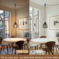 Suspension Nettlife Vintage 1 Ampoule : Suspension Industrielle Noire avec Câble de 4,5 m avec Prise et Interrupteur, Douille E27