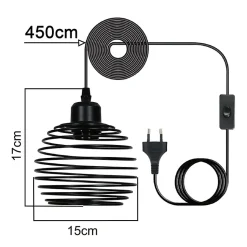 Suspension Nettlife Vintage 1 Ampoule : Suspension Industrielle Noire avec Câble de 4,5 m avec Prise et Interrupteur, Douille E27