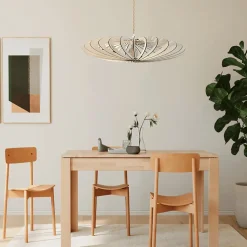 Suspension Néo bois câble torsadé chanvre E27 60W IP20 Ø80 x H.163,5cm Atelier Loupiote