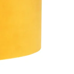 Suspension noire avec abat-jour en velours ocre et or 35 cm - Blitz