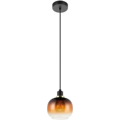 Suspension Oilella E27 IP20 Ø19 x H.110 cm verre noir