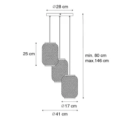Suspension orientale en bambou 3 lumières - Yvonne