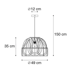 Suspension orientale en rotin 49 cm - Michelle