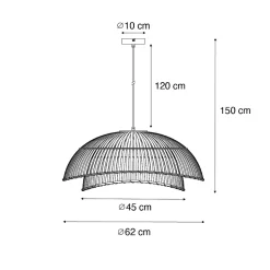 Suspension orientale noire avec bambou naturel 62 cm - Pua