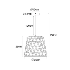 Suspension orientale noire avec bambou - Rayan