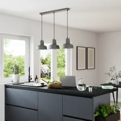 Suspension Orous 3 lumières E27 45W ⌀24,5xL.93,5xH.110cm gris foncé GoodHome