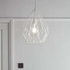 Suspension Phobeto E27 IP20 60W Ø 31 x l. 110 cm GoodHome blanc mat