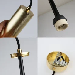 Suspension Plafonnier Moderne en Aluminium Doré Minimaliste en Forme de Tube 20cm avec Douille GU10