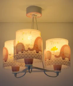 Suspension pour enfants à 3 lampes Little Elephant Éléphante rose