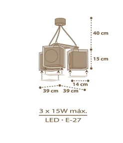 Suspension pour enfants à 3 lampes Good Night Hibou
