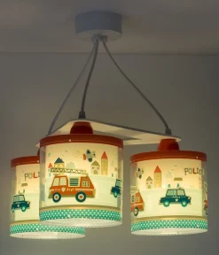 Suspension pour enfants à 3 lampes Police et Pompiers