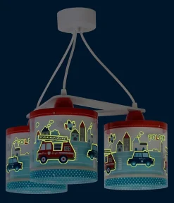 Suspension pour enfants à 3 lampes Police et Pompiers